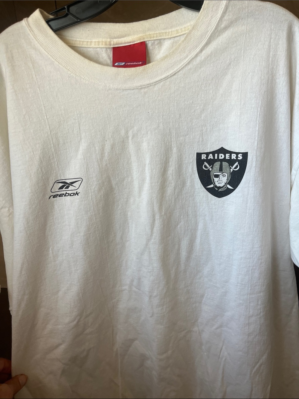 Reebok White Short Sleeve Raiders Logo Tee - Men's